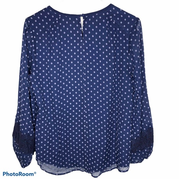 Isaac Mizrahi Live‎ 8 Clipped Dot Peasant Blouse - Picture 5 of 8